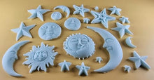 20 x Edible 3D 45mm Moon, Sun and Star Set, icing toppers, cake cupcakes decorations T090
