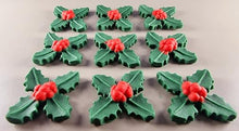 9 x Edible 3D Mixed Holly Bunches Leafs icing toppers, cake cupcakes T127