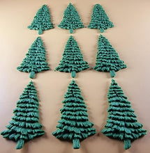 12 x Edible 3D 50mm Medium Christmas Trees icing toppers, cake cupcakes decorations T048