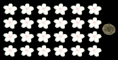 24 x Edible 3D 30mm cherry blossoms flowers, cake, cupcake toppers decorations