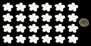 24 x Edible 3D 30mm cherry blossoms flowers, cake, cupcake toppers decorations