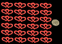 24 x edible 3D,  40mm Double Hearts, cake, cupcake toppers decorations,