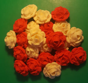 24 Edible 3D 30mm roses flowers cupcake cake toppers decorations many colours