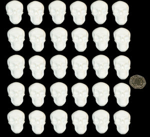 40 x Edible 3D skulls, cake, cupcake toppers, decorations, icing, holloween