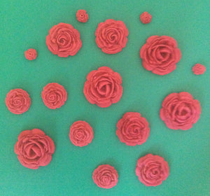 12 x Edible 3D sugar rose flower cupcake cake toppers, decorations, wedding