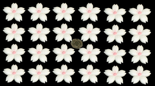 24 x Edible 3D 50mm cherry blossoms flowers, cake, cupcake toppers decorations