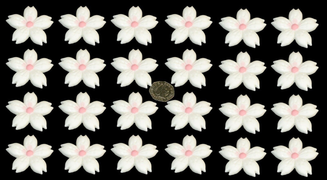 24 x Edible 3D 50mm cherry blossoms flowers, cake, cupcake toppers decorations