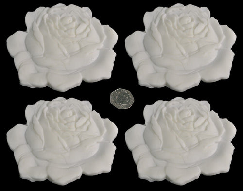 4 x Edible 3D 130mm roses rose flowers, cake, cupcake toppers