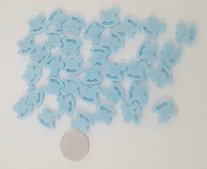 40 x Edible 3D baby Blue cupcake cake toppers decoration christening baby shower