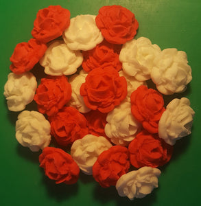 24 Edible 3D 30mm roses flowers cupcake cake toppers decorations many colours