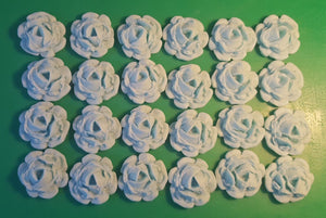 24 Edible 3D 30mm roses flowers cupcake cake toppers decorations many colours