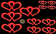 12 x edible 3D,  Mixed Sized Double Hearts, cake, cupcake toppers decorations,