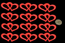 12 x edible 3D,  70mm Double Hearts, cake, cupcake toppers decorations,