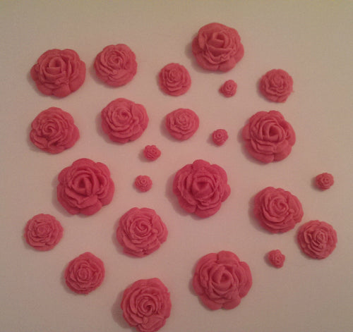 12 x Edible 3D sugar rose flower cupcake cake toppers, decorations, wedding