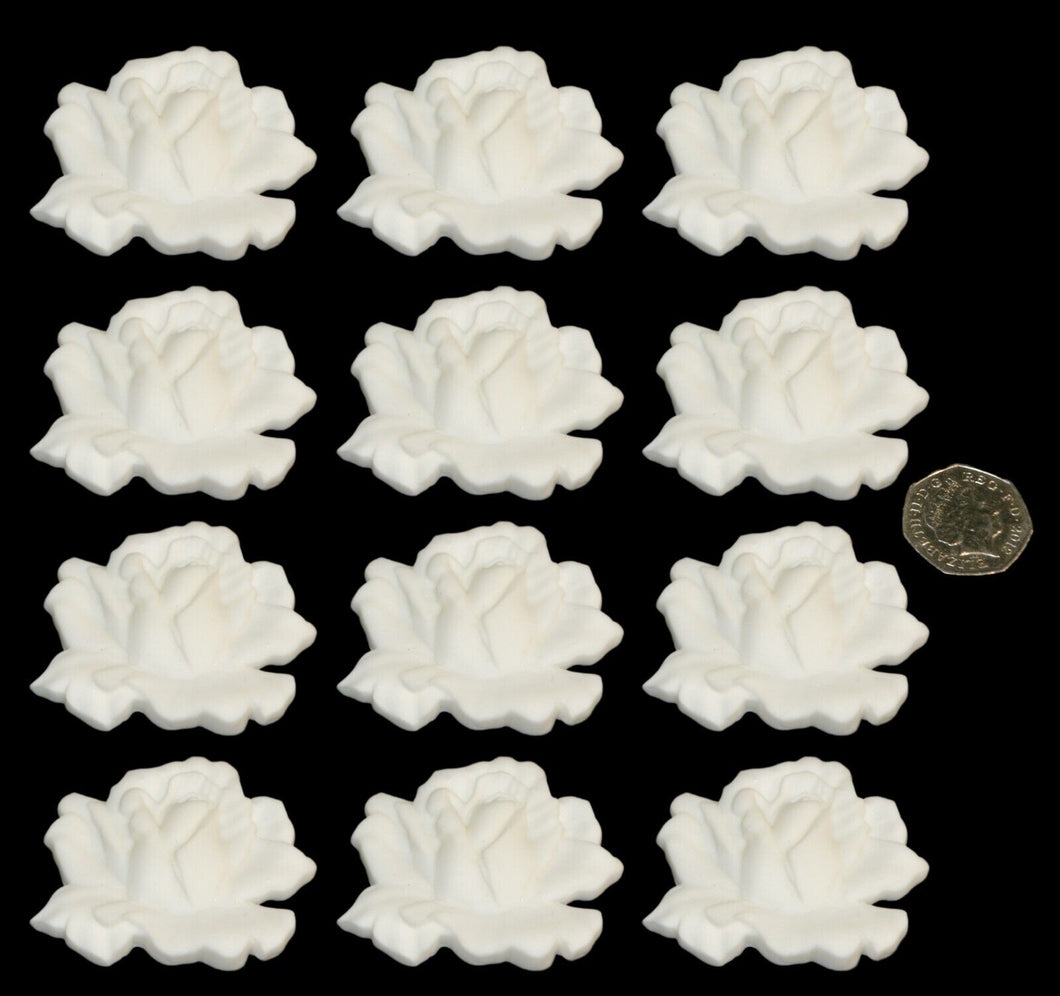 12 x Edible 3D 55mm roses rose flowers, cake, cupcake toppers