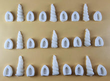 27 Peice Edible 3D Unicorn Horns and Ears Set icing toppers, cake cupcakes decorations T098