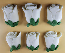 6 x Edible 3D 50mm Rose Buds icing toppers, cake cupcakes decorations T102