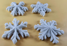 4 x Edible 3D 50mm Christmas Snowflakes Snow icing toppers, cake cupcakes decorations T101