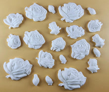 20 x Edible 3D 33mm Mixed Rose Set, icing toppers, cake cupcakes decorations T089