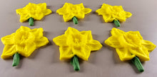 6 x Edible 3D 50mm Daffodil Flowers icing toppers, cake cupcakes T141