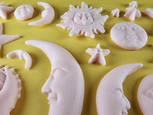20 x Edible 3D 45mm Moon, Sun and Star Set, icing toppers, cake cupcakes decorations T090