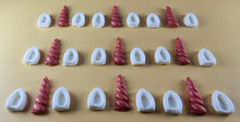 27 Peice Edible 3D Unicorn Horns and Ears Set icing toppers, cake cupcakes decorations T098