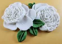 2 x Edible 3D 110mm Double Rose Flowers icing toppers, cake cupcakes T123