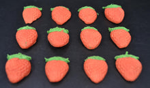 12 x Edible 3D large strawberries strawberry fruit vegetables icing toppers, cake cupcakes decorations