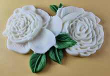 2 x Edible 3D 110mm Double Rose Flowers icing toppers, cake cupcakes T123