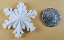 4 x Edible 3D 50mm Christmas Snowflakes Snow icing toppers, cake cupcakes decorations T101