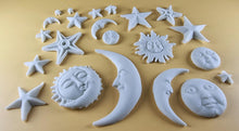 20 x Edible 3D 45mm Moon, Sun and Star Set, icing toppers, cake cupcakes decorations T090