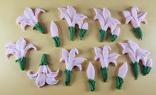 12 x Edible 3D 50mm Lily Flowers icing toppers, cake cupcakes decorations T109