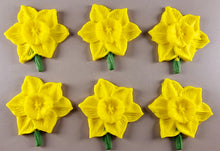 6 x Edible 3D 50mm Daffodil Flowers icing toppers, cake cupcakes T141