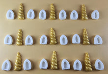 27 Peice Edible 3D Unicorn Horns and Ears Set icing toppers, cake cupcakes decorations T098
