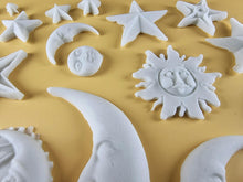 20 x Edible 3D 45mm Moon, Sun and Star Set, icing toppers, cake cupcakes decorations T090