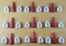 27 Peice Edible 3D Unicorn Horns and Ears Set icing toppers, cake cupcakes decorations T098