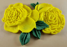 2 x Edible 3D 110mm Double Rose Flowers icing toppers, cake cupcakes T123
