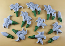 12 x Edible 3D 50mm Lily Flowers icing toppers, cake cupcakes decorations T109