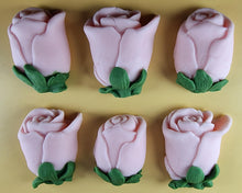 6 x Edible 3D 50mm Rose Buds icing toppers, cake cupcakes decorations T102