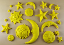 20 x Edible 3D 45mm Moon, Sun and Star Set, icing toppers, cake cupcakes decorations T090