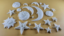 20 x Edible 3D 45mm Moon, Sun and Star Set, icing toppers, cake cupcakes decorations T090