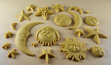 20 x Edible 3D 45mm Moon, Sun and Star Set, icing toppers, cake cupcakes decorations T090