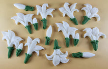 12 x Edible 3D 50mm Lily Flowers icing toppers, cake cupcakes decorations T109