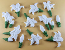 12 x Edible 3D 50mm Lily Flowers icing toppers, cake cupcakes decorations T109