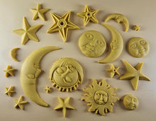 20 x Edible 3D 45mm Moon, Sun and Star Set, icing toppers, cake cupcakes decorations T090
