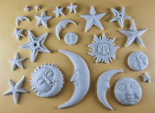 20 x Edible 3D 45mm Moon, Sun and Star Set, icing toppers, cake cupcakes decorations T090