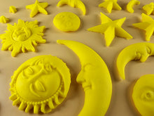 20 x Edible 3D 45mm Moon, Sun and Star Set, icing toppers, cake cupcakes decorations T090
