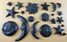 20 x Edible 3D 45mm Moon, Sun and Star Set, icing toppers, cake cupcakes decorations T090