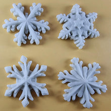 4 x Edible 3D 50mm Christmas Snowflakes Snow icing toppers, cake cupcakes decorations T101