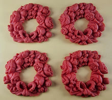 4 x Edible 3D 60mm Rose Wreaths, icing toppers, cake cupcakes decorations T086